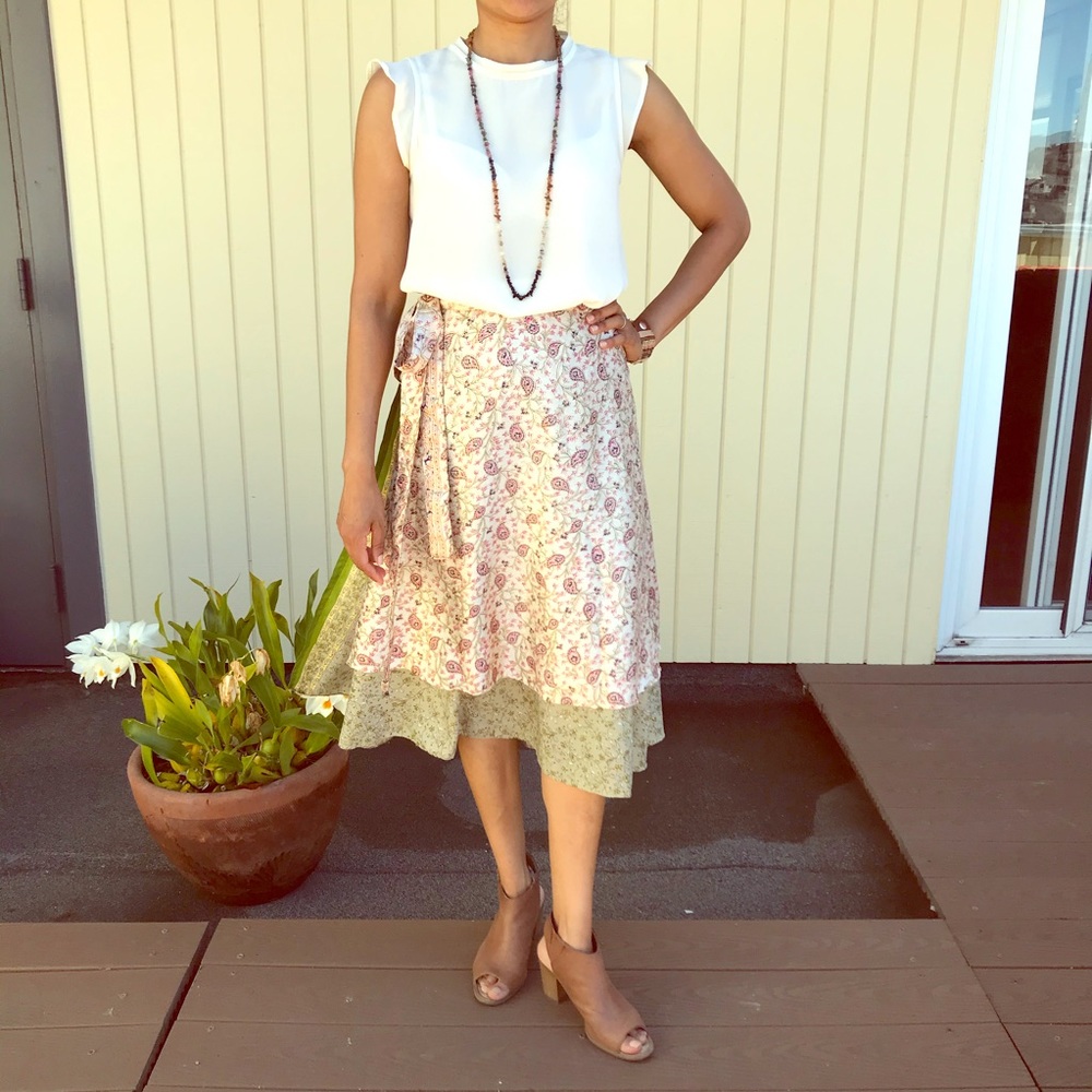 Kariza midi wrap skirt/ dress layered- one size